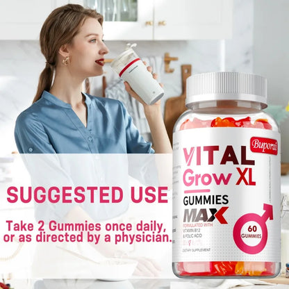 Vital Grow XL Male Gummies - Promotes Muscle Growth and Recovery, Enhances Athletic Performance, Relieves Fatigue - 60pcs