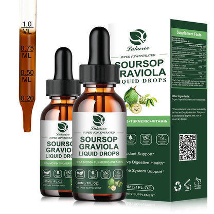 Soursop Graviola Extract Drops Support Immunity and Digestion ,Metabolism Health, Detox and Antioxidation Gluten-Free