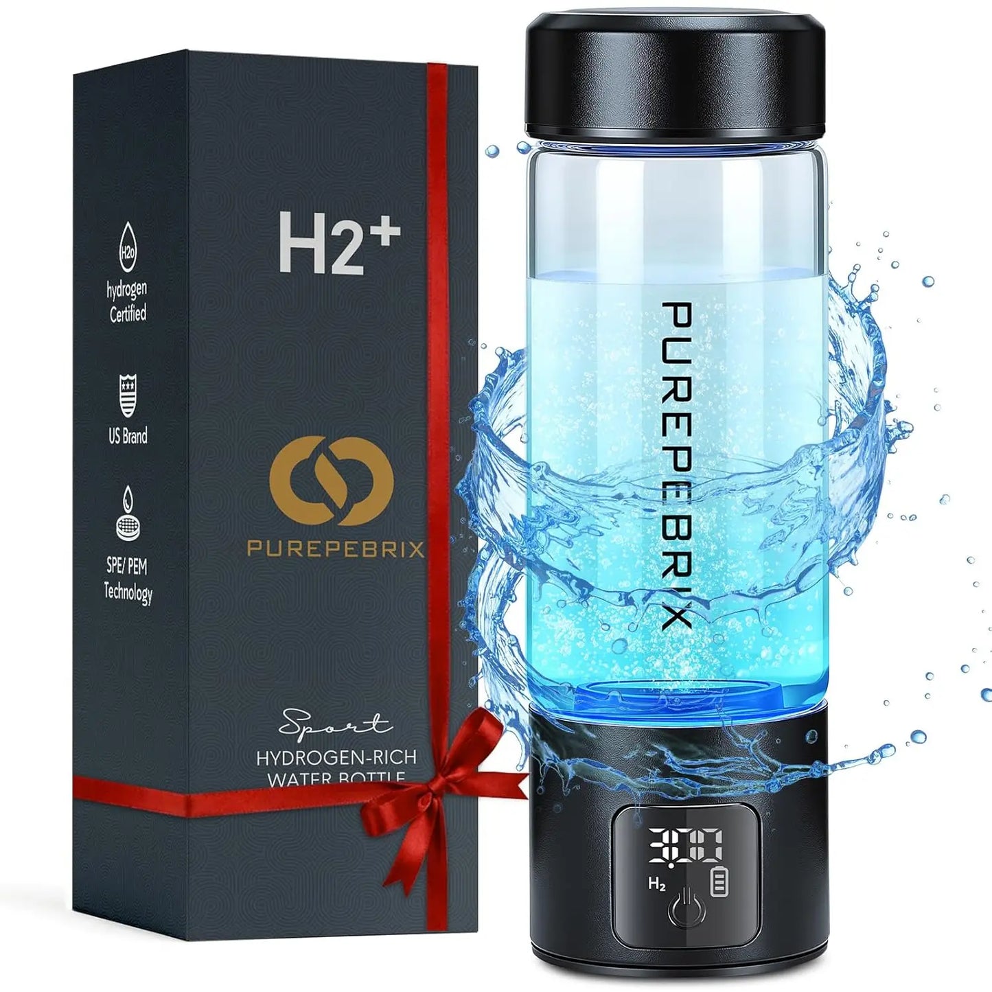 Hydrogen Water Bottle with Touch Display, Leak-Proof Lid, Fast Hydrogen Generation for Home, Office, Travel