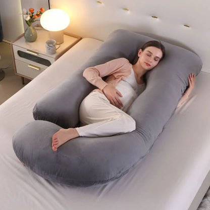 U Shaped Pregnancy Pillows with Cotton Removable Cover, Full Body Pillow Maternity Support,Must Have for Pregnant Women