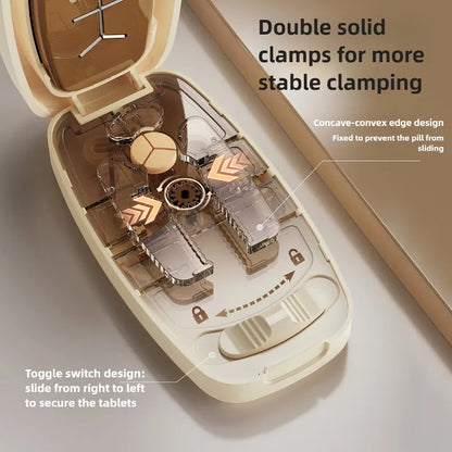 Compartment 1/2 1/3 1/4 Precise Pill Cutting Portable Medicine Organizer Multifunctional Pill Splitter with Storage