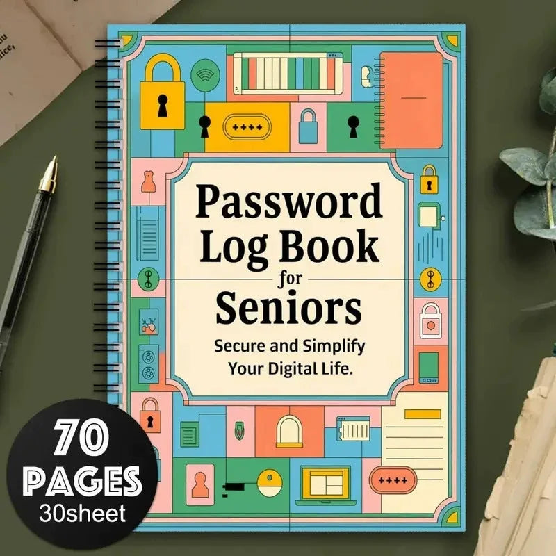 Secure Spiral Password Notebook for Seniors - Fun Log Book to Simplify And Organize Your Digital Life