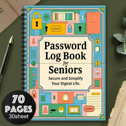 Secure Spiral Password Notebook for Seniors - Fun Log Book to Simplify And Organize Your Digital Life