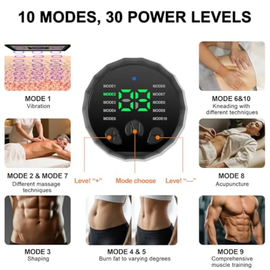 Electronic Muscle Stimulator for Core Arms Legs Fitness EMS Ab Machine Trainer for Men Women Workout Equipment with Adjustable