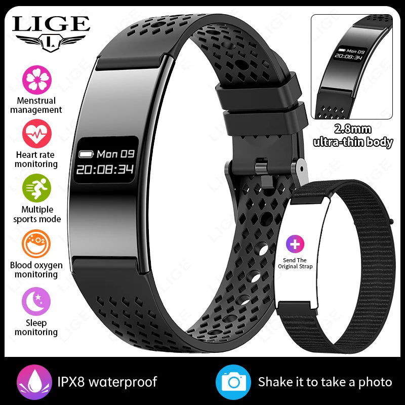 LIGE  Ultra-thin Smart Wristbands Heart Rate Health Monitoring Smart Bracelet Waterproof Sports Electronic Smart Watch