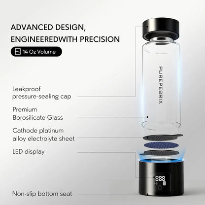 Hydrogen Water Bottle with Touch Display, Leak-Proof Lid, Fast Hydrogen Generation for Home, Office, Travel
