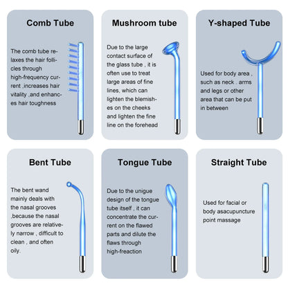 High Frequency Electrode Wand Glass Tube Electrotherapy Acne Spot Remover Skin Care Home Spa Beauty Facial Therapy Wand