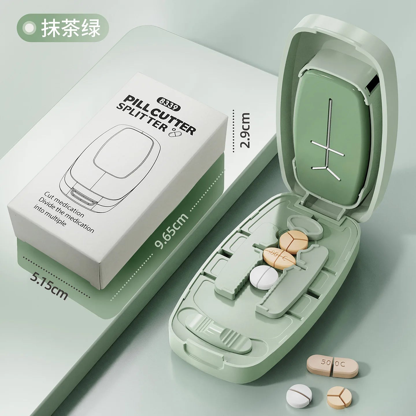 Compartment 1/2 1/3 1/4 Precise Pill Cutting Portable Medicine Organizer Multifunctional Pill Splitter with Storage