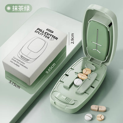 Compartment 1/2 1/3 1/4 Precise Pill Cutting Portable Medicine Organizer Multifunctional Pill Splitter with Storage