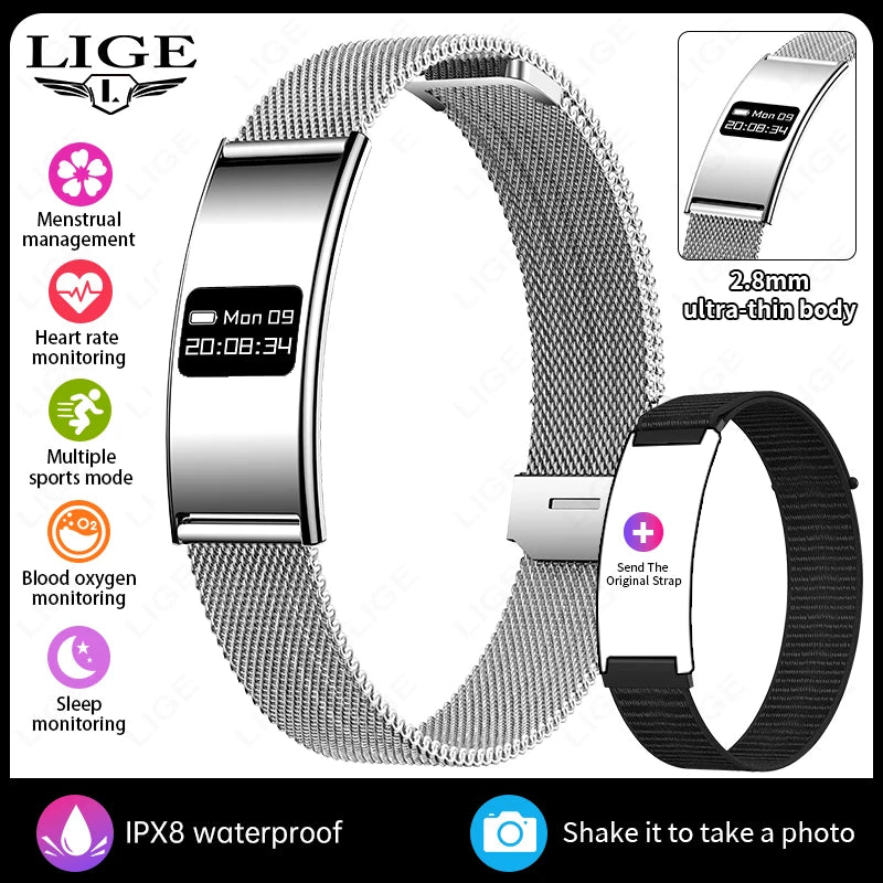LIGE  Ultra-thin Smart Wristbands Heart Rate Health Monitoring Smart Bracelet Waterproof Sports Electronic Smart Watch