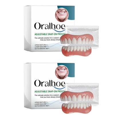 Moldable False Teeth Silicone Rline Dentures Veneers Teeth for Women Men Instant Smile Comfort Fit Upper and Lower Matching Set