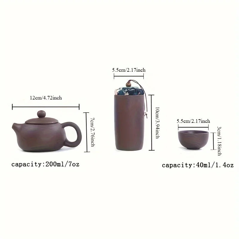 1SET Elegant & Portable Zisha Tea Set - The Perfect Holiday Gift for Tea Lovers
