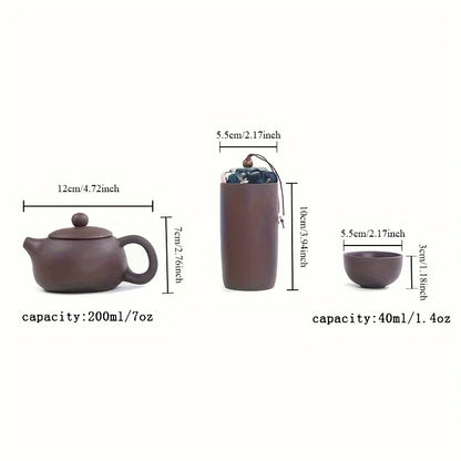 1SET Elegant & Portable Zisha Tea Set - The Perfect Holiday Gift for Tea Lovers