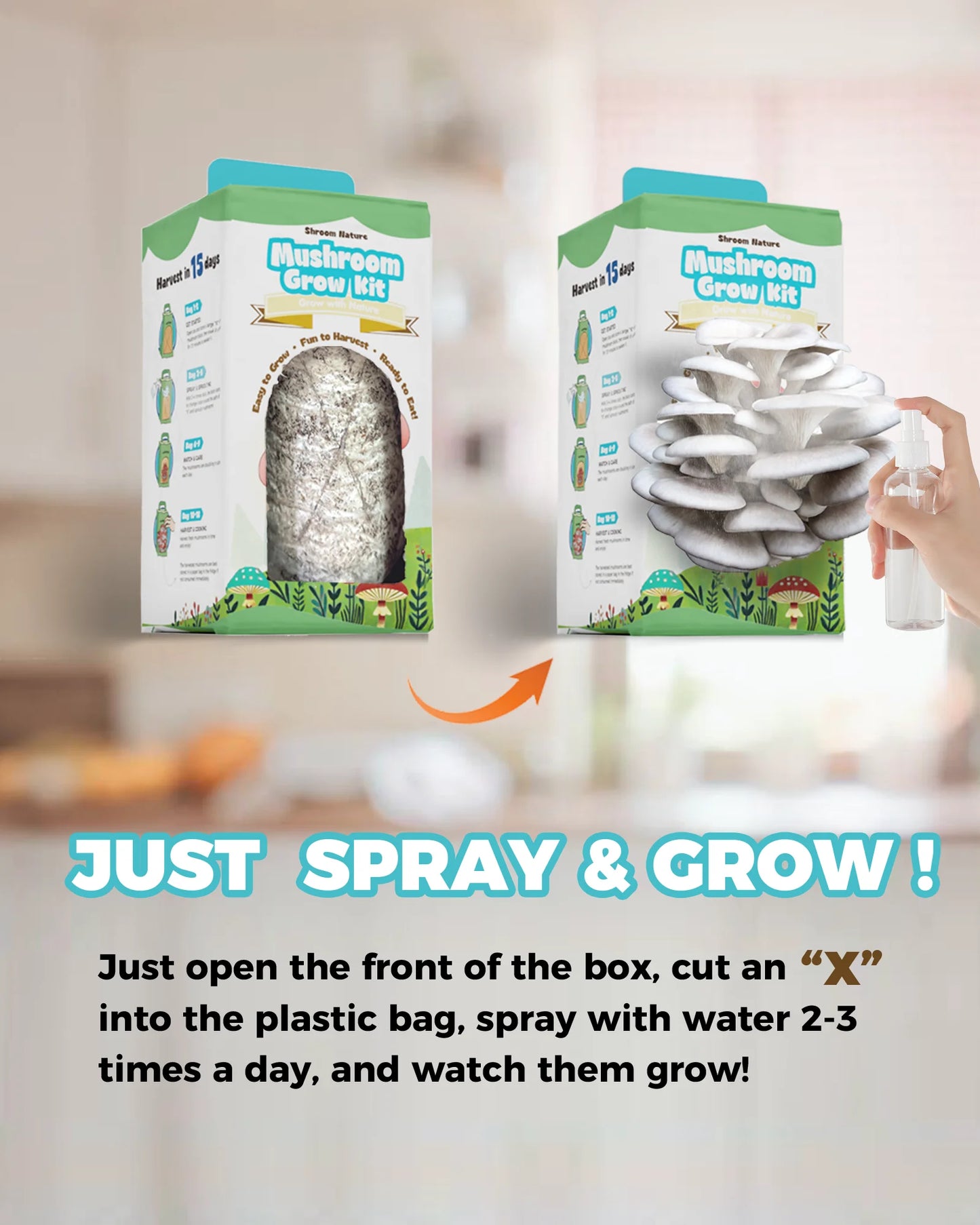Shroom Nature3.5/IBS Oyster Mushroom Growing Kit, Indoor Mushroom Growing Kit, HarvestEdible In 10 Days, Gardening Gifts