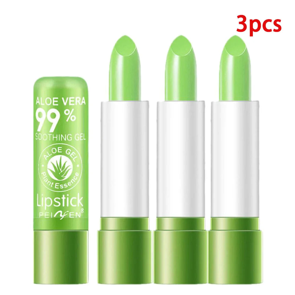 Moisturizing Aloe Vera Color-Changing Lipstick Temperature-Activated, Lip Balm for Nourishing, Anti-Drying, Exfoliating Lip Care