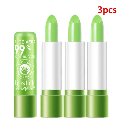 Moisturizing Aloe Vera Color-Changing Lipstick Temperature-Activated, Lip Balm for Nourishing, Anti-Drying, Exfoliating Lip Care