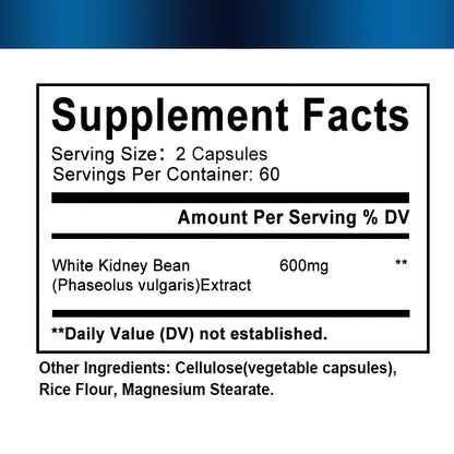 White Kidney Bean Extract - Weight Management Supplement for Men and Women, Appetite Suppressant - 120 Capsules