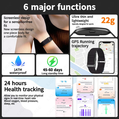 LIGE No Screen Smart Watch Men's Sports Outdoors Fitness Heart Rate Monitor 1ATM Waterproof New Smartwatch For