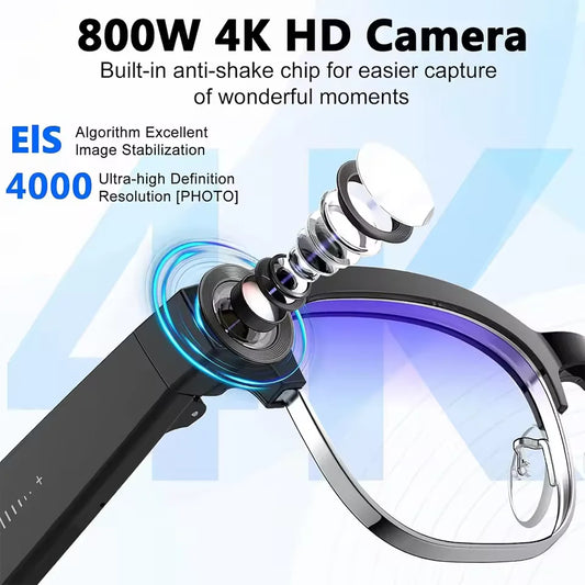 800W Pixel Camera Smart Glasses Video Recording AI Photo Recognition Bluetooth Call Voice Translation Sunglasses