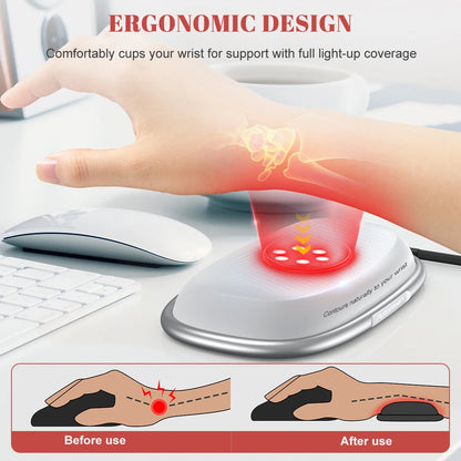 Red Light Therapy Mouse Wrist Rest - 660NM & 850NM Dual Band Infrared Light Relieve Wrist Pain