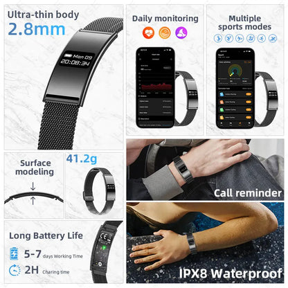 LIGE  Ultra-thin Smart Wristbands Heart Rate Health Monitoring Smart Bracelet Waterproof Sports Electronic Smart Watch