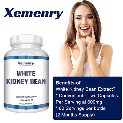 White Kidney Bean Extract - Weight Management Supplement for Men and Women, Appetite Suppressant - 120 Capsules