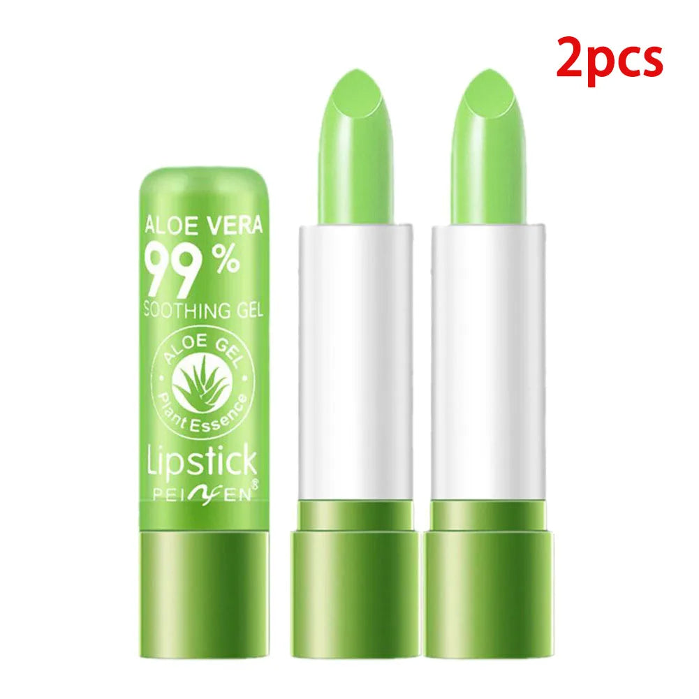 Moisturizing Aloe Vera Color-Changing Lipstick Temperature-Activated, Lip Balm for Nourishing, Anti-Drying, Exfoliating Lip Care
