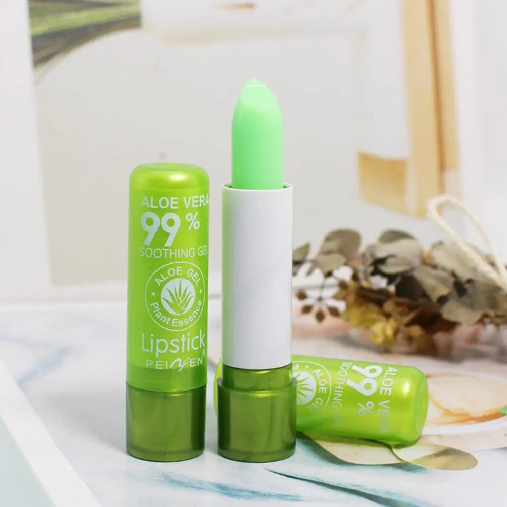 Moisturizing Aloe Vera Color-Changing Lipstick Temperature-Activated, Lip Balm for Nourishing, Anti-Drying, Exfoliating Lip Care