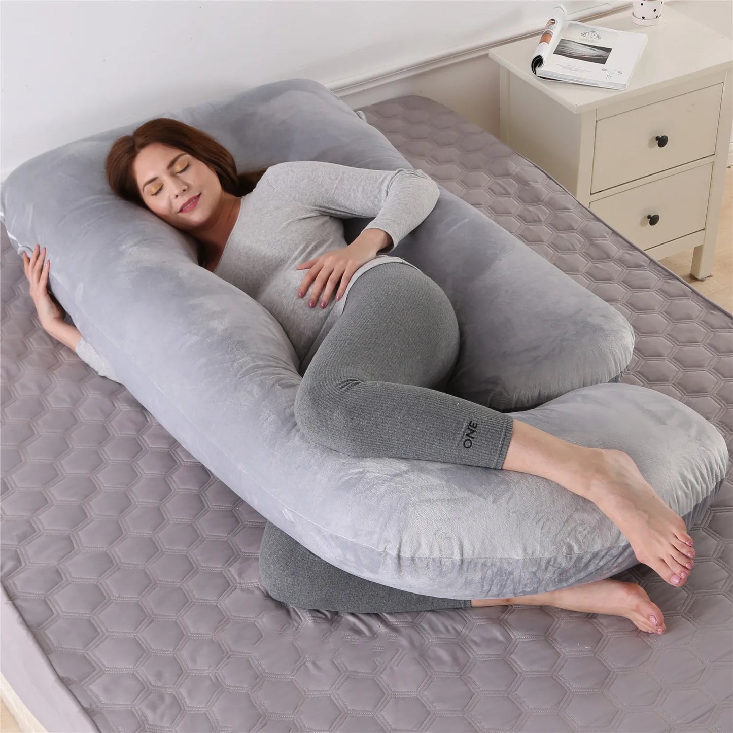 U Shaped Pregnancy Pillows with Cotton Removable Cover, Full Body Pillow Maternity Support,Must Have for Pregnant Women