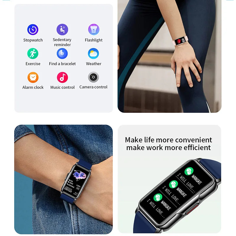 For Android IOS Smart Bracelet Women Smartwatch Heart Rate Blood Oxygen Waterproof Sport Smart Band Watch For Ladies +Gift