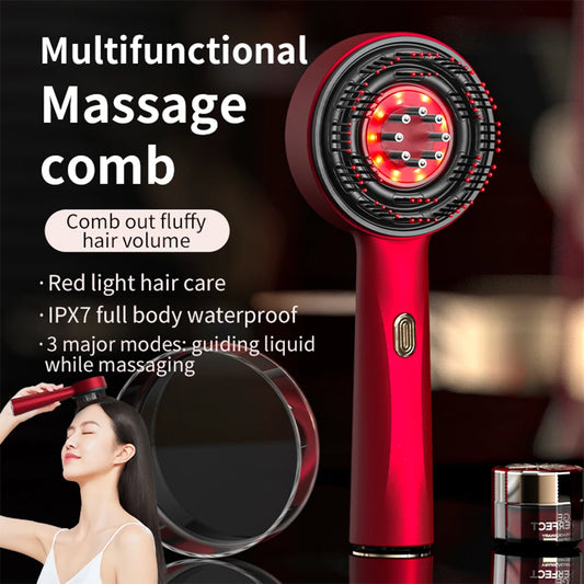 Electric Vibration Massage Comb Red Light Therapy Hair Growth Massage Scalp Brush Anti Hair Loss