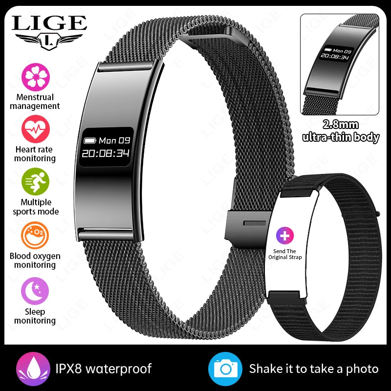 LIGE  Ultra-thin Smart Wristbands Heart Rate Health Monitoring Smart Bracelet Waterproof Sports Electronic Smart Watch