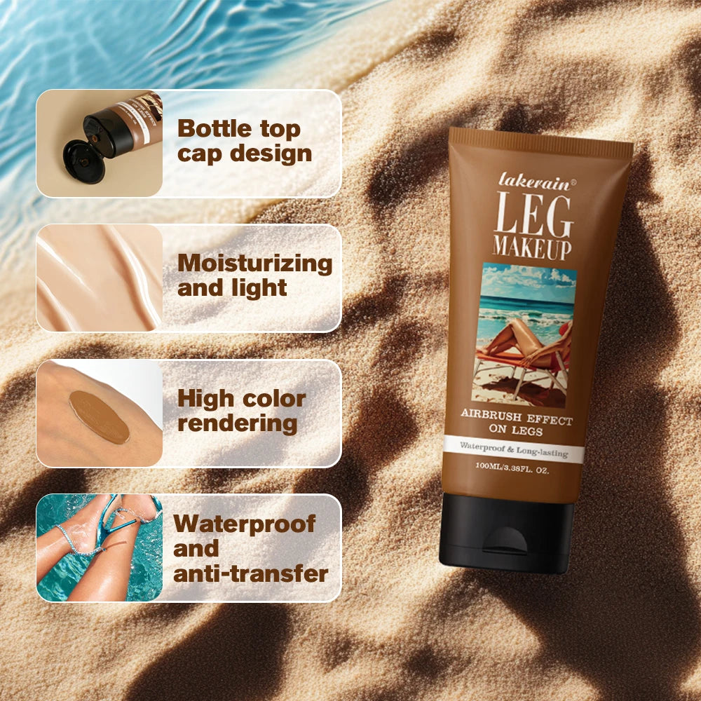100ml Leg Foundation Long Lasting Waterproof Brighten Skin Tone Sweat-proof Leg Highlights Cream Cover Blemishes Natural Makeup