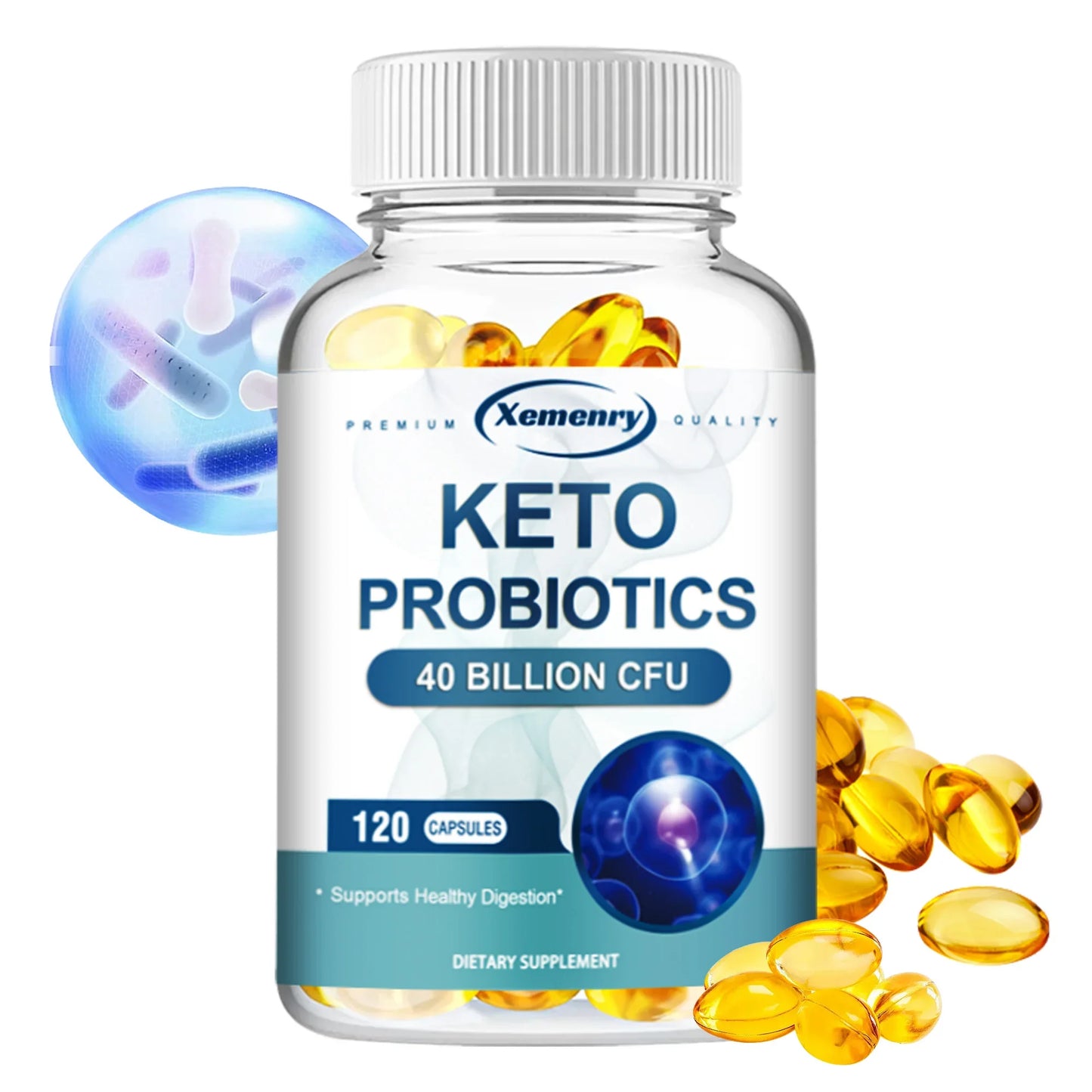 KETO Probiotic Capsules - Digestion & Gut Health, Supports  Constipation, Gas & Bloating - 120 Capsules