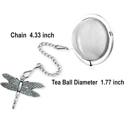 2-Pack Tea Infusers with Dragonfly & Butterfly Charms – Stainless Steel Loose Leaf Tea Balls with Decorative Pendants