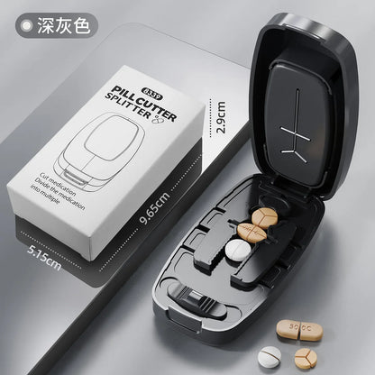 Compartment 1/2 1/3 1/4 Precise Pill Cutting Portable Medicine Organizer Multifunctional Pill Splitter with Storage