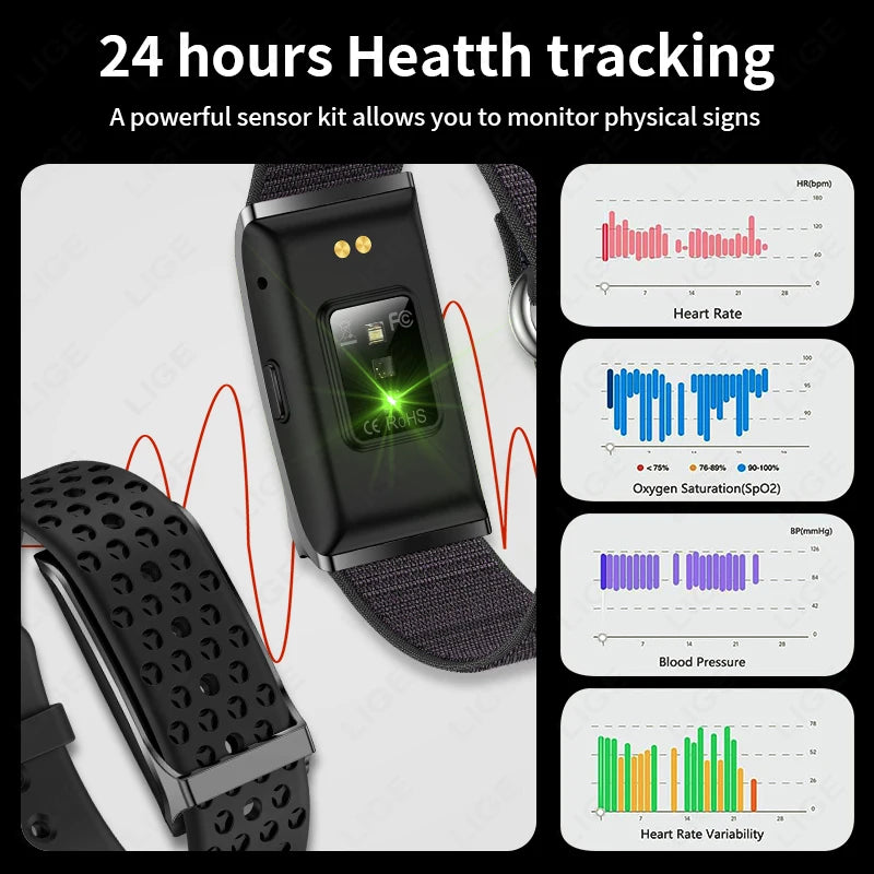 LIGE No Screen Smart Watch Men's Sports Outdoors Fitness Heart Rate Monitor 1ATM Waterproof New Smartwatch For