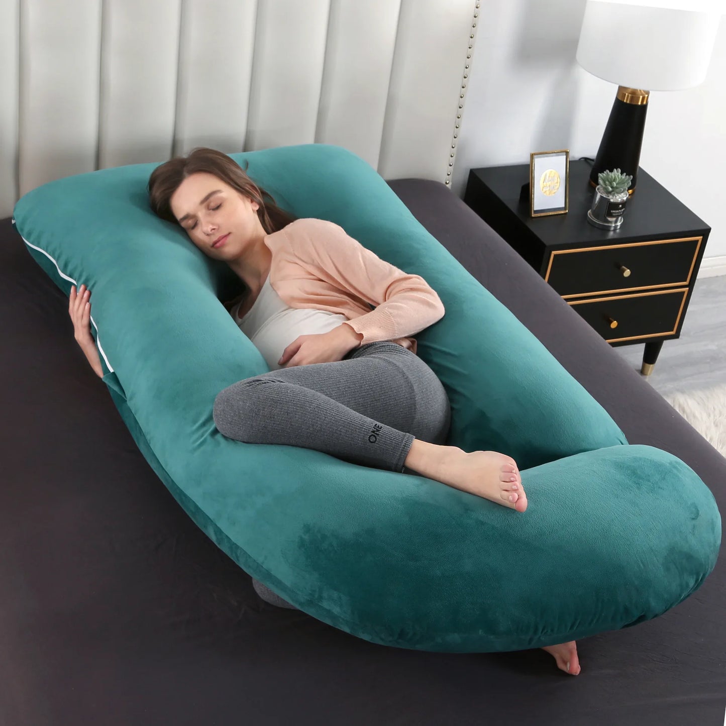 U Shaped Pregnancy Pillows with Cotton Removable Cover, Full Body Pillow Maternity Support,Must Have for Pregnant Women