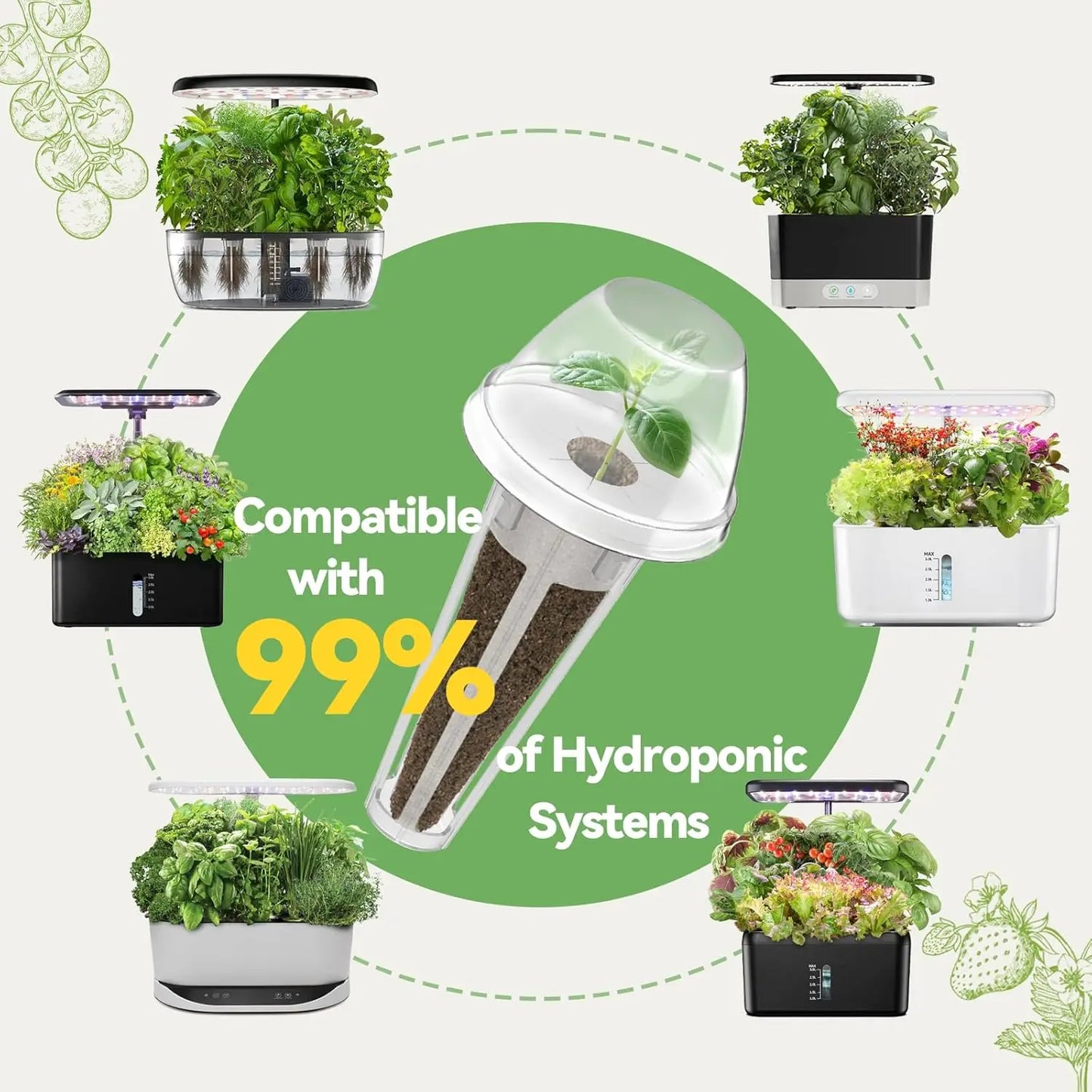 12-Pod Fruit Seed Pod Kit for Hydroponic Growing System,
