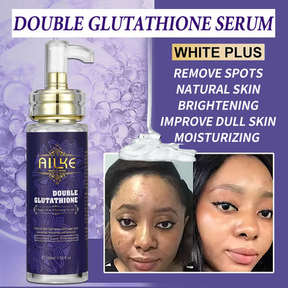 AILKE Hydrating & Brightening Serum for Dark Spots, Fine Lines and Wrinkles, With Collagen, Glutathione, For Face and Body Use