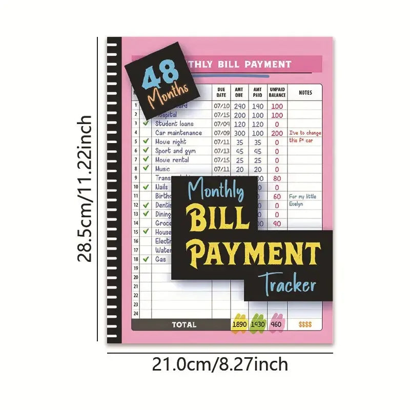 4-Year Monthly Bill Payment Tracker Notebook 960 Records Budget Planner Expense Journal for Home And Office