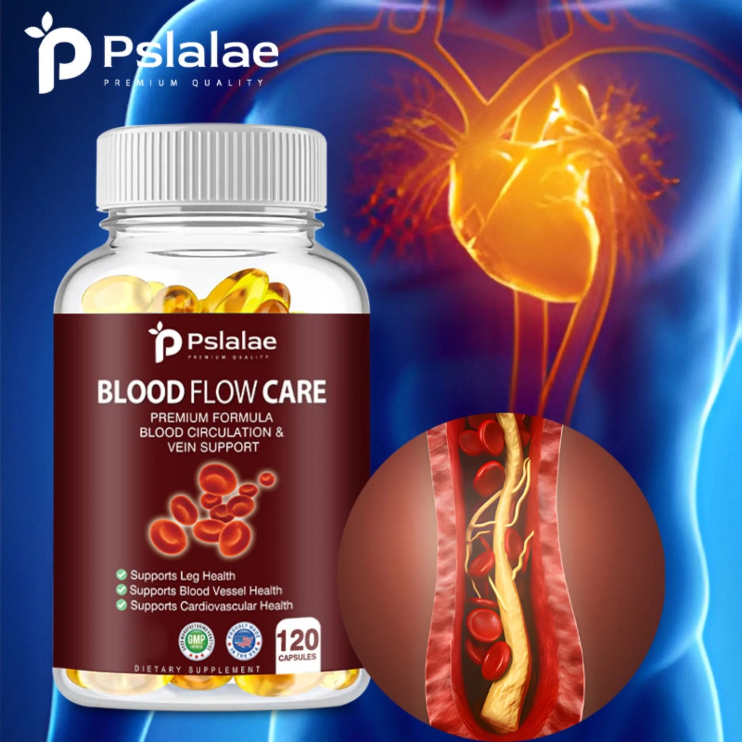Blood Flow Care - Advanced Formula Contains Niacin, L-Arginine, Ginger To Support Heart Health - 120 Capsules